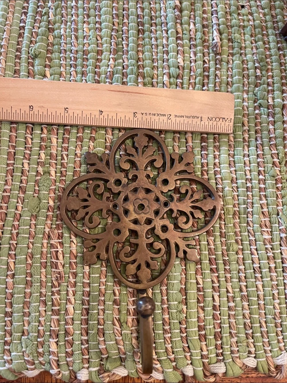 Vintage  Ornate brass  Wall Hook